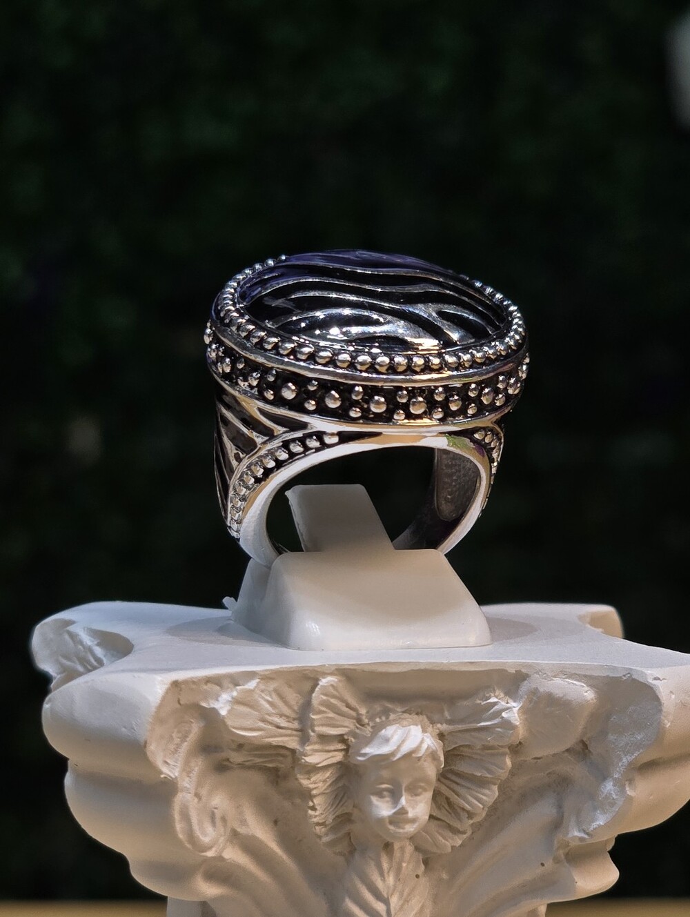 PREMIER DESIGNS Ring Zebra Silver Black Enamel (5 3/4) Unisex
